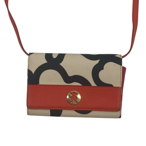 TOUS SAND-CORAL COLORED CANVAS KAOS BIG CHANGE PURSE MINI CROSSBODY - Picture 3 of 14